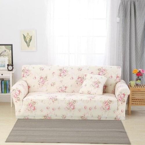 44Vintage Garden Pink Flowers Print Stretch Sofa Cover Slipcovers Furniture Protector Polyester Spandex Soft Durable Couch Cover