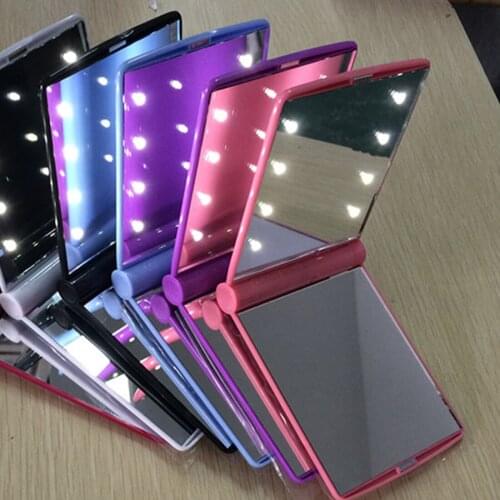 CSHOU174 Top sale 1Pcs Led Makeup Mirror Lady Makeup Cosmetic Folding Portable Compact Pocket Mirror 8 LED Lights Lamps