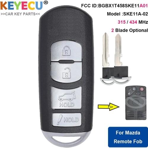 KEYECU Modified Smart Remote Car Key Fob 2 Button 315/433MHz for Mazda CX-7 CX-9 SPEED 6 2007-2009 BGBX1T458SKE11A01 SKE11B-02