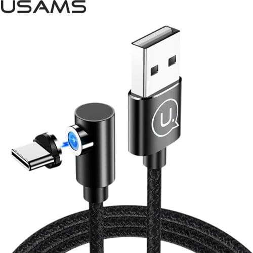 USAMS Magnetic Cable 2A Micro Usb Cable Type C Magnet Charger Usb C Elbow Game Phone Cable For iphone 12 11 pro xs max Xr Xiaomi