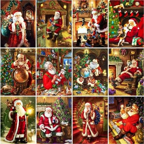 MomoArt 5D DIY Diamond Painting Santa Claus Full Square Diamond Embroidery Christmas Cartoon Cross Stitch Mosaic Home Decor