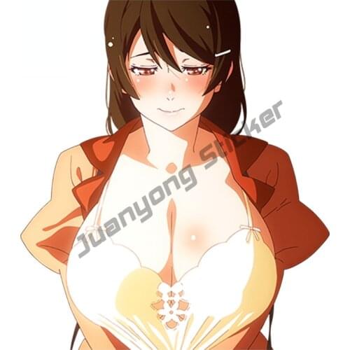Cartoon Anime Sexy Girl Car Sticker Monogatari Series for Black Hanekawa Decal Anime Occlusion Scratch Exterior Decor PVC13x9cm