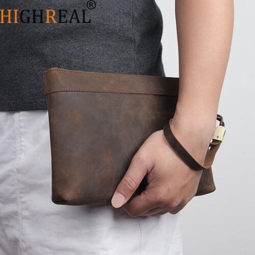100% Cow Leather Men Wallets Genuine Leather Zipper Business Mens Clutch Bags RFID Long Billfold Large Capacity Male Handbag
