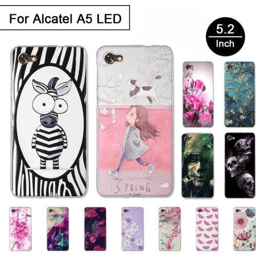 Soft TPU For Alcatel A5 LED 5.2 inch 3D Stereo Painted Case Relief Cover For Alcatel A5 LED Back Phone Cases Cartton Cute Shells