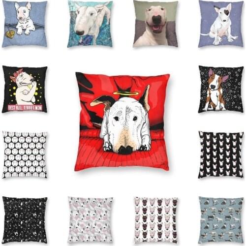 English Bull Terrier Dog Pillowcase Print Lovely Cartoon Floor Pillow Case for Living Room Custom Cushion Cover Home Decoration