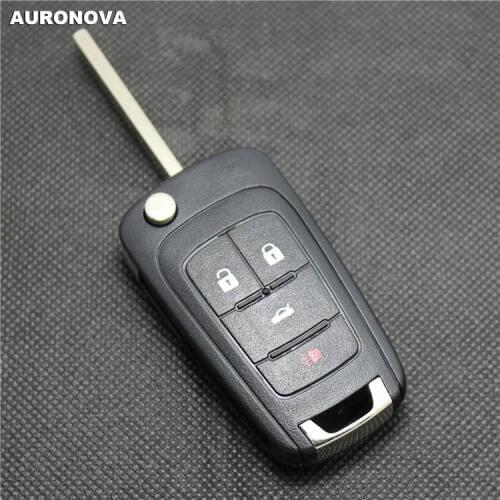 AURONOVA New Key Shell for Chevrolet Cruze Malibu Aveo Spark Sonic Volt Flip Folding Key 4 Buttons Remote Car Key Case