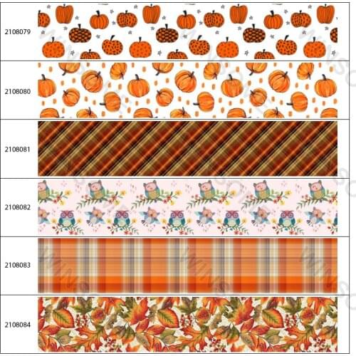 New Design 10yards Thanksgiving Day Pattern Grosgrain/Satin Ribbon Cartoons Printed Ribbon