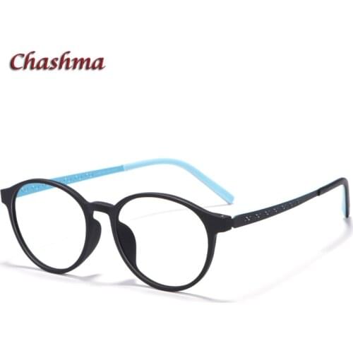 Chashma Women Round Frame Men Retro TR90 Frame Titanium Temple Optical Eyewear Light Weight Anti Blue Ray Prescription Glasses