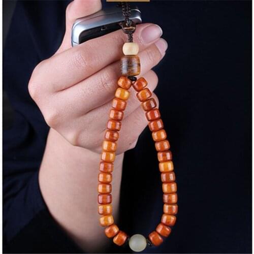 Unisex Handmade Necklace Nepal Buddhist Mala Wood Beads Pendant Natural camel bone chain Statement Men Womens Jewelry