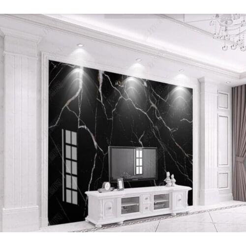 Papel de parede Modern minimalist high-end black and white marble 3d wallpaper,bedroom KTV bar mural wall decor