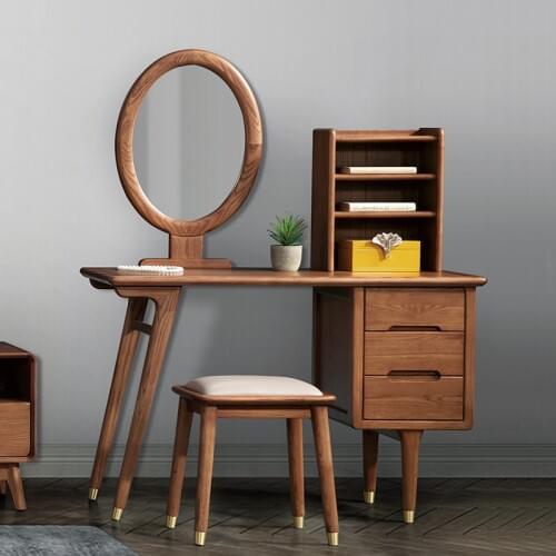 Ash wood dressing table Nordic light luxury dressing table small apartment simple solid wood dressers customization