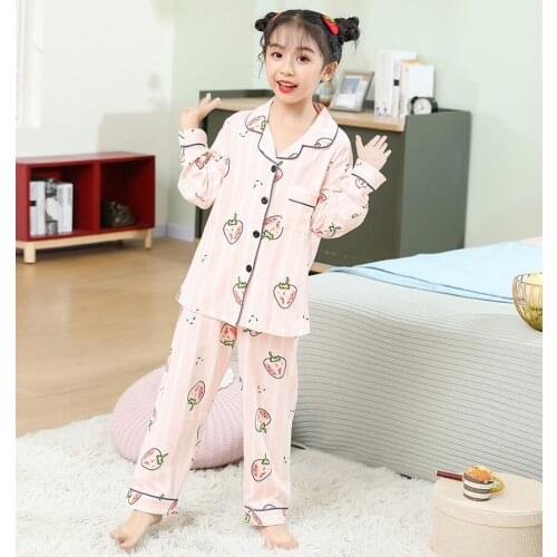 Teens Pajamas Long Sleeves 100% Cotton Pyjamas Big Kids Clothes Sets Children Boys Sleepwear Pajamas Homewear For Girls
