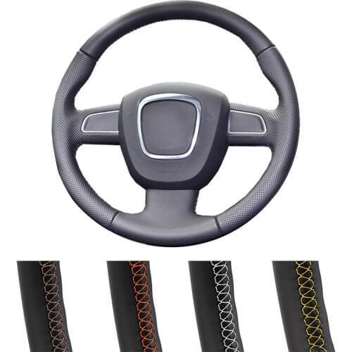 Customized Car Steering Wheel Cover For Audi A3(8P) A4(B8) A5 A8 A8 L Q7 RS 4 S4 S5 S6 S8 2007 Seat Exeo Leather Steering Wrap