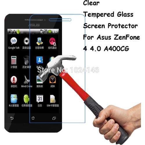 For Asus ZenFone 4 A400CG 4.0" Clear Tempered Glass Screen Protector Ultra Thin Explosion-proof Protective Film + Cleaning Kit