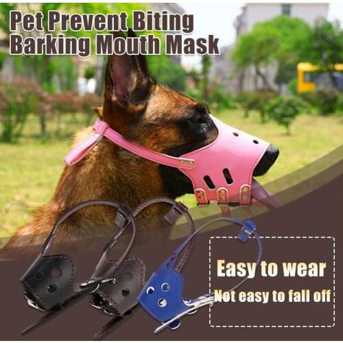 Adjustable PU Leather Pet Dog Anti Bark Chew Safety Mouth Training Pet Prevent Biting Barking Mouth Mask Pet Mouth Mask