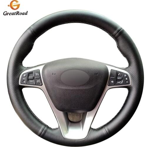 Hand-stitched Black Genuine leather Car Steering Wheel Cover for Lada Vesta 2015 2016 2017 2018 2019 Xray 2015-2019