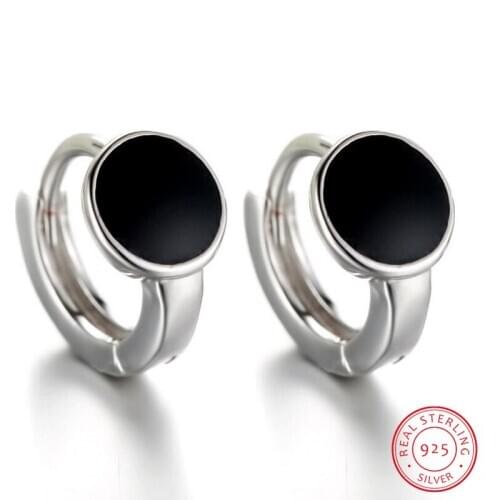 925 Sterling Silver Round Earrings Black Vinyl Spot High Quality Earrings For Women Ornament Modish Jewelry S-E170