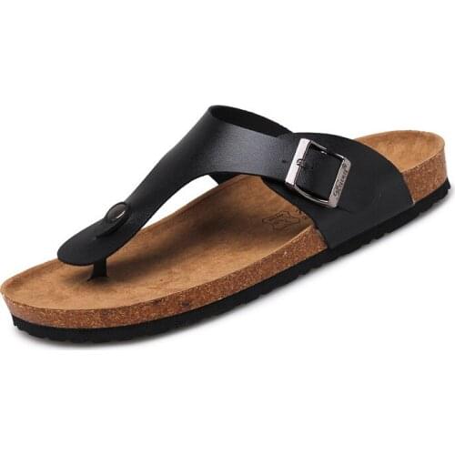 Flip Flops Men Leather Unisex Shoes Cork Beach Slippers Men Summer Slippers Outdoor Slippers Men Slides Klapki Damskie Na Lato