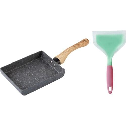 Omelette Pan,Non-Stick Japanese Tamagoyaki Pan With Anti Scalding Handle Rectangle Egg Frying Pan With Spatula