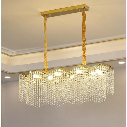 Modern Crystal Chandelier For New Living Room Gold Oval Crystal Lamp Luxury Home Decor Light DinningRoom Lights