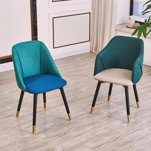 Northern Europe Iron Dining Chair Concise Household Coffee Restaurant Armchair Post Modern Light Luxurious Hotel Chair Stool