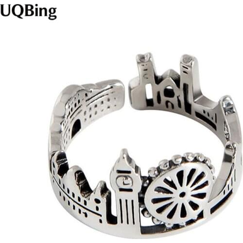 Vintage Style Geometric Castle Rings For Women/Female 925 Sterling Silver Jewelry Gifts