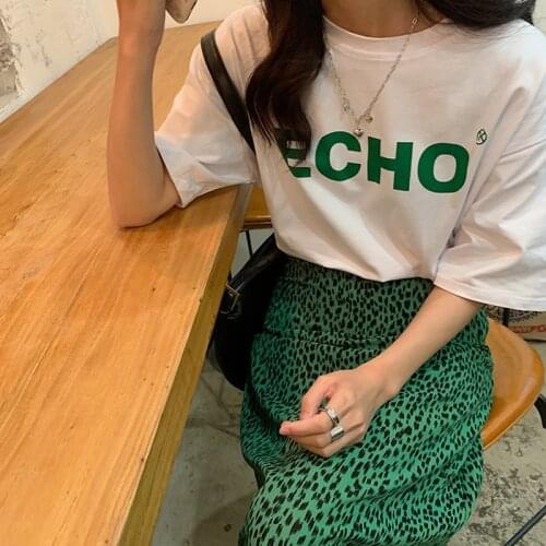 Letter Print Summer T-Shirts + High Waist Split Long Straight Skirts Set Women Two Piece Set Vintage Korea Casual Tracksuit Z404