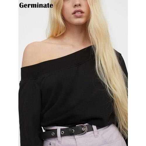 One Off Shoulder Cropped Sweatshirts Women Sexy Aesthetic Vintage Casual Gothic Loose Pullover Tops Female Oversized Plus Size