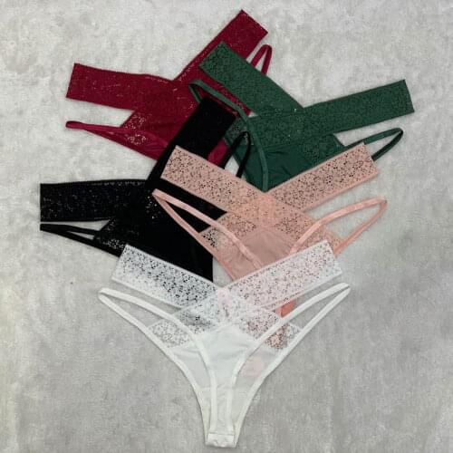 X-Shape Sexy M/L 1Pcs Thongs Panties Low-waist Pure Color Lace Women Underwear Breathable Lingerie