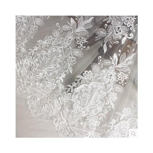 1Yards/lot Ultra Wide Paillette Sequin Eyelash Lace Wedding Dress Veil Accessories Diy Material Curtain Fabric Decoration 135cm