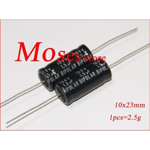100v 1.5uf Original New NP Bipolar Axial Audio Electrolytic Capacitor Capacitance 10x23mm +/- 20