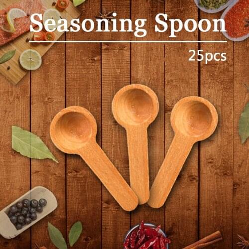 25Pcs Mini Nature Wooden Home Kitchen Cooking Spoons Tool Scooper Salt Seasoning Honey Coffee Spoons Kitchen Accessories