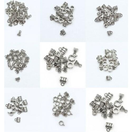 50 Pcs /Bag Tibetan Silver Beads Big Hole Cup Beads for Bracelet DIY Festival Christmas Charms Jewelry Making