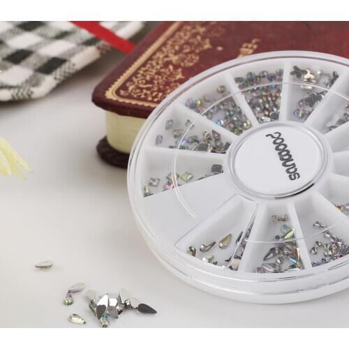 6 Mixed Styles Acrylic Nail Art Stickers Tip Glitter Rhinestone Nail Decorations