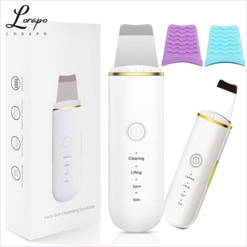 LORAPO Ultrasonic Skin Scrubber Deep Face Cleaning Blackhead Remover Facial Scrubber Shovel Vibration Face Spatula Lift Machine