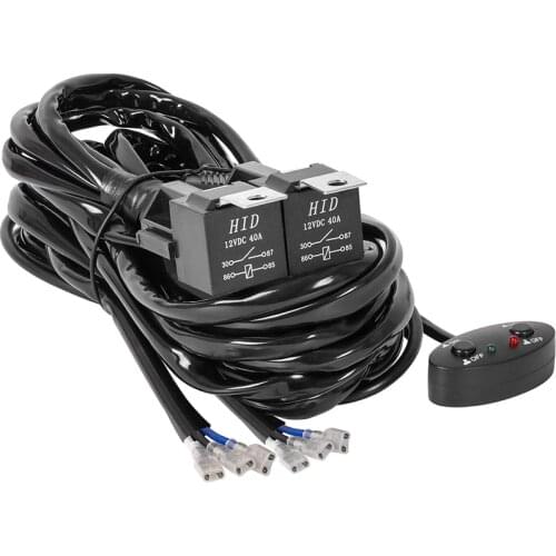 2m Car Wiring Harness Kit for Led Light Bar Quad-Lamp Spotlights On-off Switch Harness 2x40A Power Relay Harness Blade Fuse kit