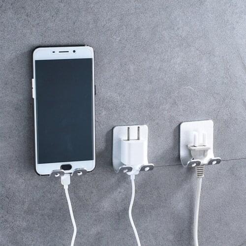 No punching black wall hook socket power cord storage rack multi function plug hook coat hook door back hook