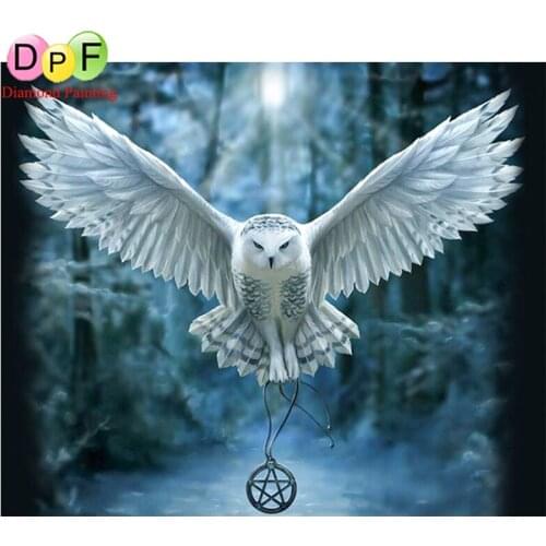 DPF 5D Diamond Painting Diy square Full Diamond Painting white owl Cross stitch Embroidery Mosaic home decor painting