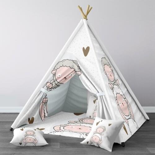 Play Tent for Kids Wigwam Portable Indoor Playground Tents Children Bedrooms White Cute Sheeps Model 167