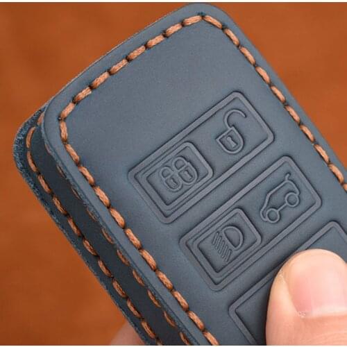 Leather Car Remote Key Case Cover For Land Rover Discovery 4 5 Freelander For Range Rover Evogue Sport For Jaguar Ring