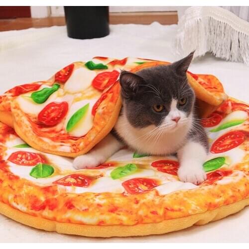 Cute Pet Bed for Dog Cat Mat for Dogs Blanket Kennel Teddy Four Seasons Durable Soft Toast Bread and Poached Eggs Pizza Mats
