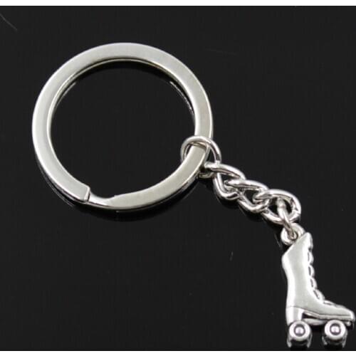 New Fashion Men 30mm Keychain DIY Metal Holder Chain Vintage Roller Skates Shoes 20x11mm Silver Color Pendant Gift