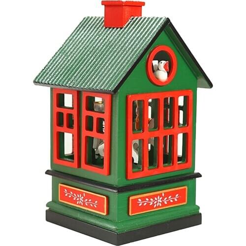 Newest Arrival Christmas Wooden Carousel Music Box House Decorations Cute Rotating Creative Design Tool