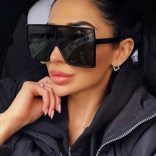 Vintage Big Square Sunglasses Women Top Quality Goggles Oversize Sun Glasses Female Fashion Brand Black Eyewear zonnebril dames