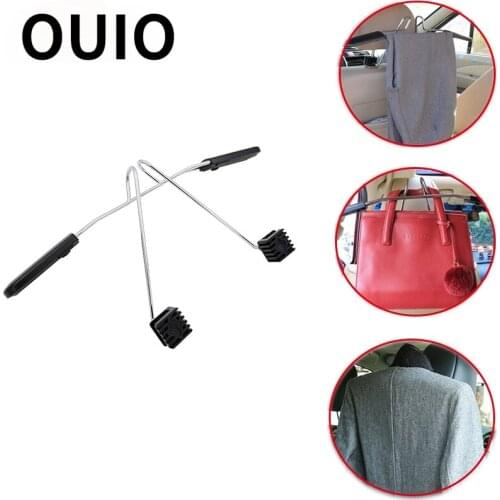 OUIO Car rear seat headrest stainless steel hanger stand for Toyota Corolla Seat Leon Jeep Fiat Skoda Fabia Rapid Renault Duster