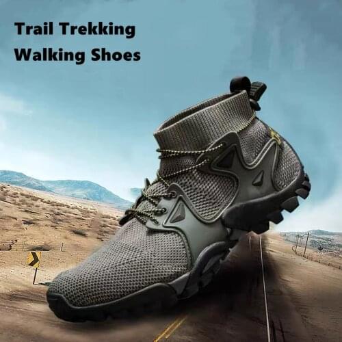 Hiking Shoes Men Breathable Mesh Mountain Trail Trekking climbing Non-slip Outdoor Jogging Sport Shoes High Top Socks Sneakers