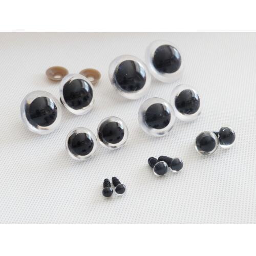 50pcs 6/8/9/10/12/13/14/15/16/18/20/22/24mm clear round plastic safety toy eyes with soft washer for doll findingsr
