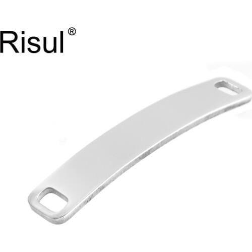 Risul 45x8mm Rectangle Curved Connector for bangle bracelet Mirror polish Stainless steel wholesale 100pcs