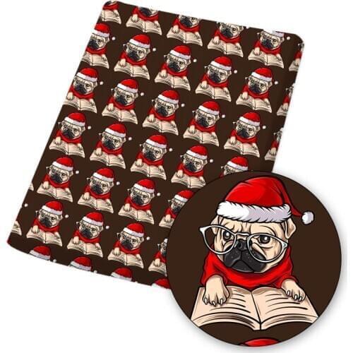 Christmas Polyester Cotton Fabric Sheet Dogs Printed Cloth Fabrics For DIY Craft Sewing Needlework Quilt Materials 45*145cm/pc
