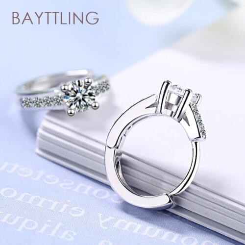 BAYTTLING 925 Sterling Silver AAA Zircon Shiny Round Hoop Earrings For Women Fashion Wedding Jewelry Gifts